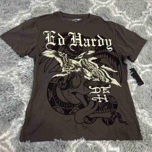 Ed Hardy Men's Dark Brown Graphic Tee